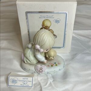 Precious Moments Blonde Girl with Puppy and Heart Figurine